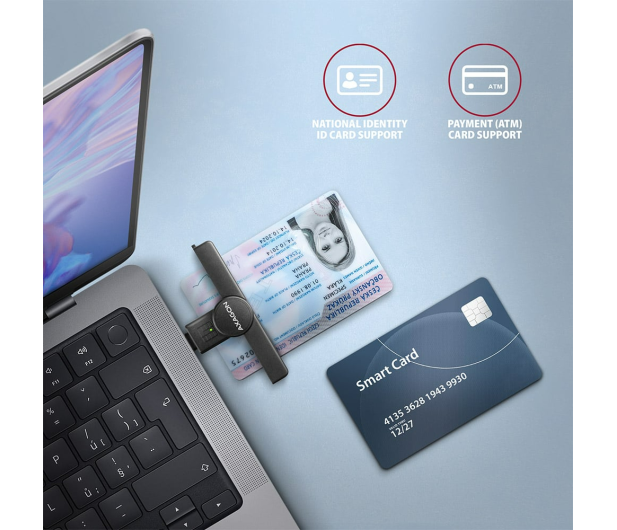 Axagon CRE-SMPC USB-C Smart card PocketReader czytnik - 1485441 - zdjęcie 5